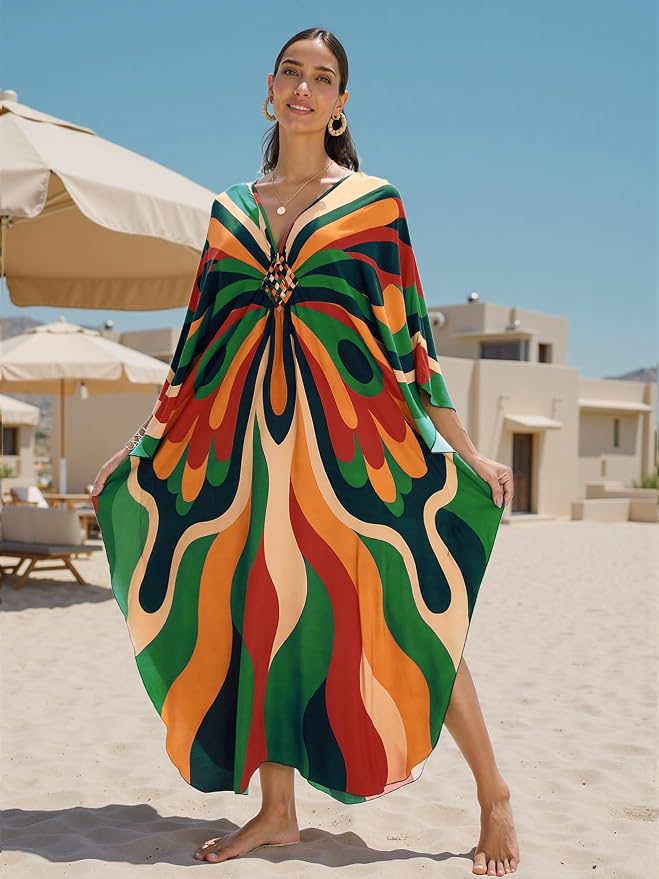 Mumu Dresses for Women Plus Size, Bohemian Kaftan Beach Cover Up Long Maxi Nightgown Soft Loungewear