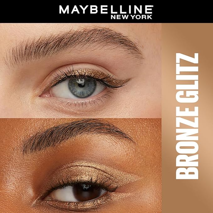 MAYBELLINE New York Tattoo Studio Long-Lasting Sharpenable Eyeliner Makeup Pencil, Glide on Smooth Gel Pigment, 36 Hour Wear, Waterproof Bronze Glitz 0.04 oz
