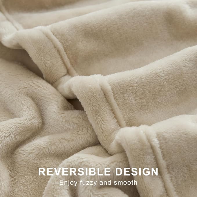Hansleep King Taupe Fleece Blanket, Soft Flannel Bed Blanket | Fuzzy Cozy Blanket 90x108 Inches, Multi-use for Bed, Sofa, Couch, Travel, Camping, All Season Warm Lightweight Cover