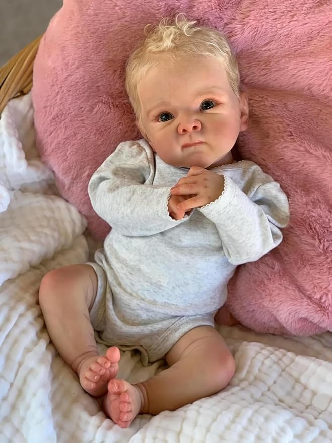 NPKCJZY Lifelike Reborn Baby Dolls - Bettie, 18 Inch Newborn Baby Boy Doll with Weighted Soft Cloth Body, Real Life Baby Dolls with Blonde Hair Christmas Birthday Gift for Kids Age 3+