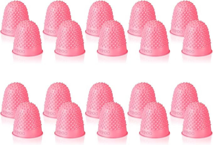 SATINIOR 20 Pcs Rubber Fingers Tip Finger Protectors Covers for Hand Sewing Reusable Grips Rubber Thimbles for Money Counting Collating Knitting Paperwork Hot Glue Sorting(Xs,Pink)