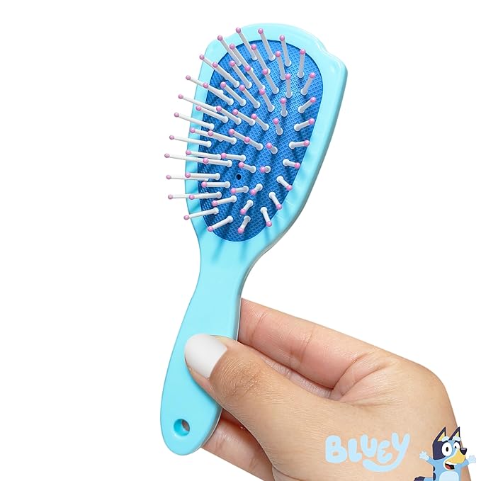 LUV HER Licenced Bluey Girls' 15-Piece Hair Accessories Set – Bluey & Bingo themed Brush, Bow, PVC Snap Clips & Lurex Elastics – Fun & Practical Hair Set for Kids Ages 3+
