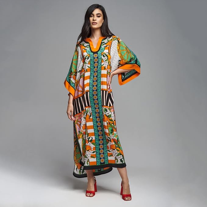 Venasha Womens Caftan Floral Print Kaftan Dress Short Sleeve Swimsuit Cover up Loungewear for Summer