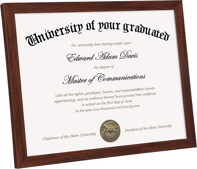 upsimples Certificate Frame, 8.5 by 11 Glass Diploma Frames, 5 Pcs Mahogany | Displays 8.5x11 Document and Degree, Graduation Gift for Wall or Tabletop Decor, High-definition Glass