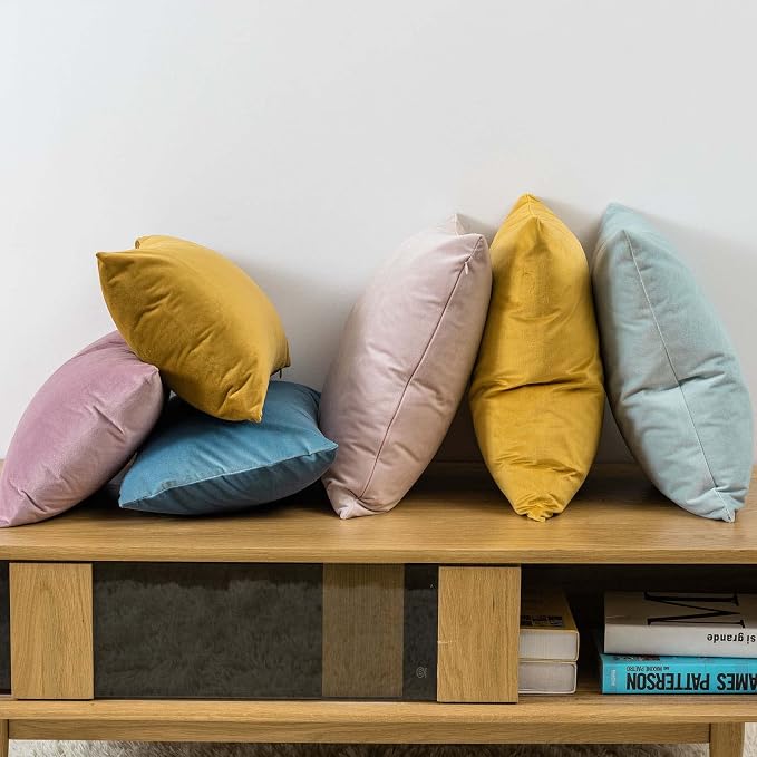 Pink 26x26 Throw Pillow Covers Decorative Velvet Couch Covers Set of 2 | JUSPURBET Cozy Soft Pillowcases with Invisible Zipper for Modern Couch Sofa Bed Living Room Bedroom Home Decor