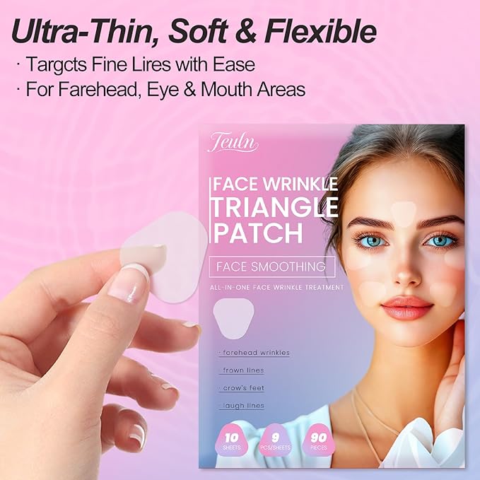 Facial Wrinkle Patches, Anti Wrinkle Facial Patches, Fine Line Remover Strips for Eye, Mouth, Frown, Smile Lines, Crows Feet, Lift Effect– 90 Count