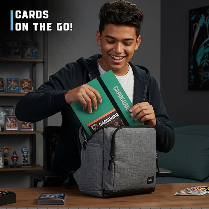 CardGuard Trading Card Binder Pro-Folio – 9 Pocket Binder - Side-Loading Album, Durable & Acid-Free Storage for Pokémon, YuGiOh, MTG, TCG, Game & Sports Cards, Dark Green