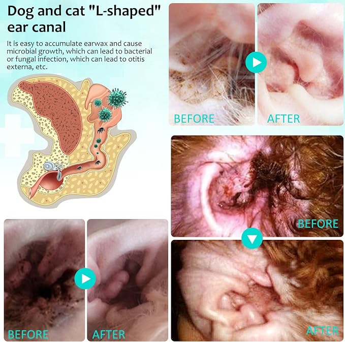VOSIFSDIY Ear Mite Treatment for Dogs and Cats, Dog Ear Infection Treatment, Ear Mite Treatment for Dog Yeast Infection, 100% Natural Dogs Cats Ears Drops-2PCS