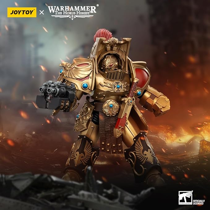 JOYTOY Warhammer The Horus Heresy Legio Custodes Aquilon Terminator Squad Aquilon with Lastrum Storm Bolter 1:18 Scale 5.4in Action Figure Mecha Joy Toy Collection Model