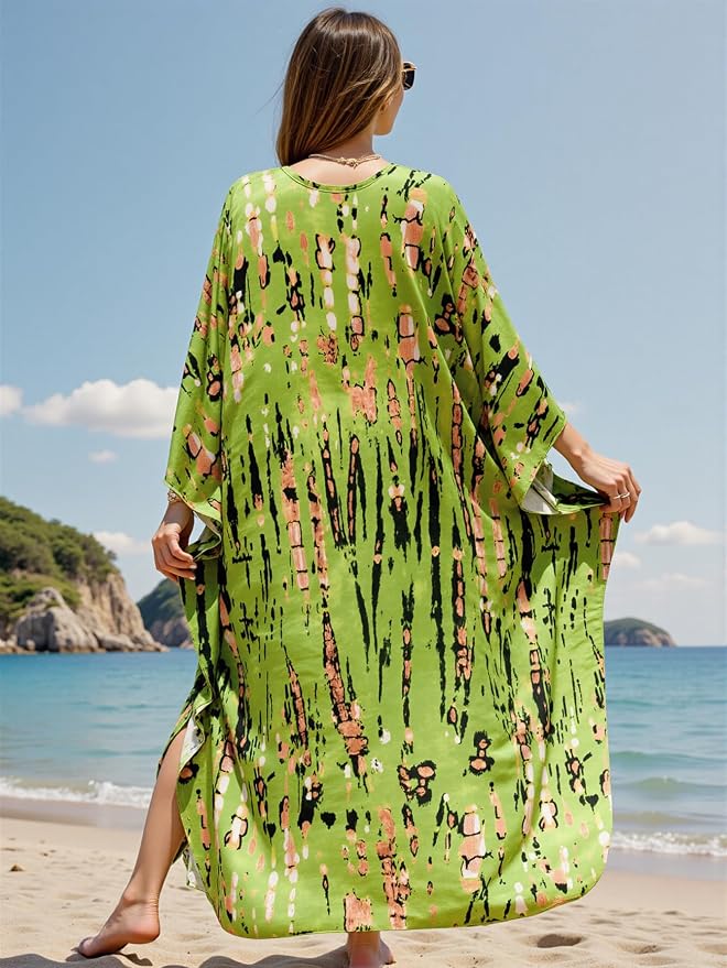 Mumu Dresses for Women Plus Size, Bohemian Kaftan Beach Cover Up Long Maxi Nightgown Soft Loungewear