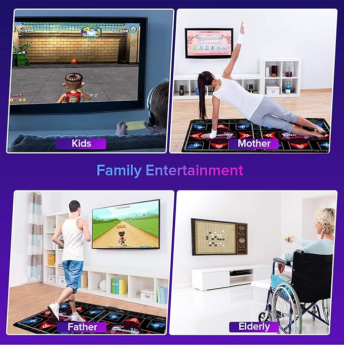 WuZhuangYuan Music Dance Mat for Kids & Adults,Ideal for Fitness Dance Games,899 Games,64GB Memory Card,75 Music Videos,650 Songs.for TV use,Made of Premium Flannel,a Luxurious Gift for Children