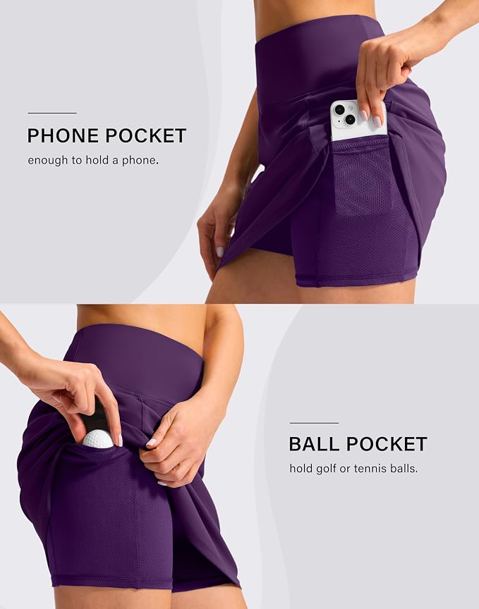 16'' Skorts for Women with 4 Pockets High Waisted Golf Skirt | Built-in Shorts, Stretch, A Line, Pickleball, Athletic, Casual, Tennis Skirt
