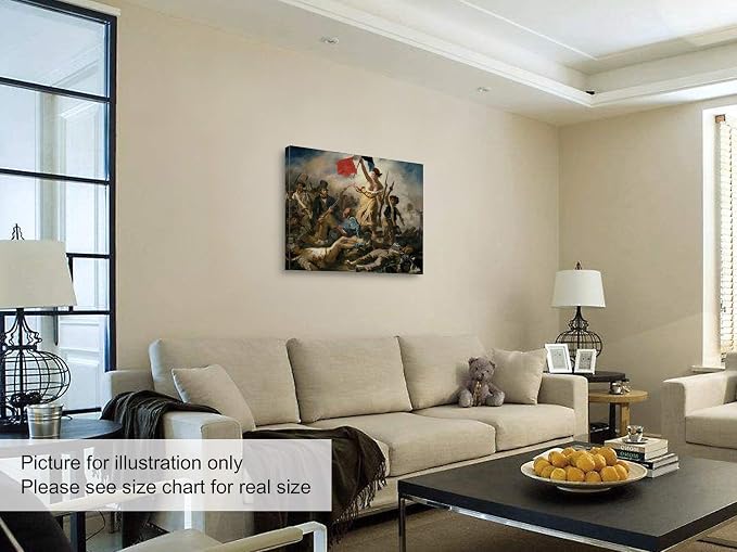 Niwo ART - Liberty Leading the People, World's Most Famous Paintings Series, Canvas Wall Art Home Decor, Gallery Wrapped, Stretched, Framed Ready to Hang (20"x16"x3/4")