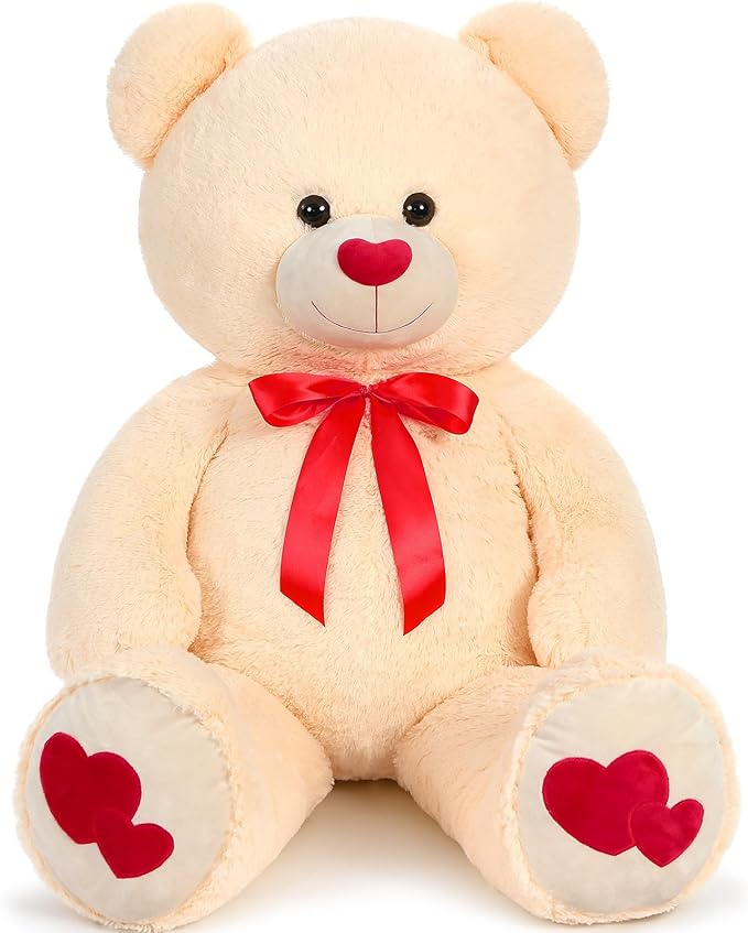 MaoGoLan Giant Teddy Bear Plush 42",Big Teddy Bear Stuffed Animal with Heart Footprints and Heart Nose,Large Valentines Bear for Girlfriend,Wife,Lover-Anniversary, Birthday,Long Distance