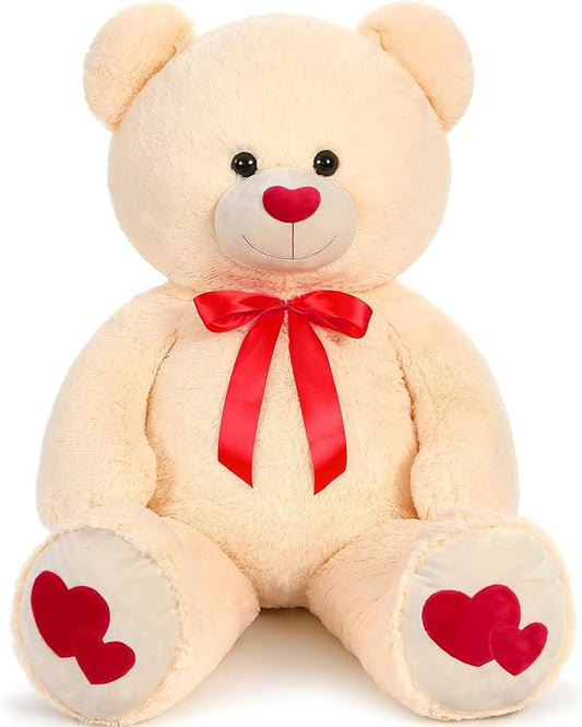 MaoGoLan Giant Teddy Bear Plush 42",Big Teddy Bear Stuffed Animal with Heart Footprints and Heart Nose,Large Valentines Bear for Girlfriend,Wife,Lover-Anniversary, Birthday,Long Distance