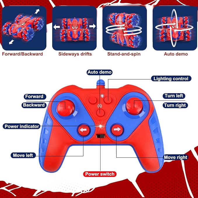 Dolanus Spider Remote Control Car, RC Cars Kids Toys Boys 3-5, Toys for Ages 8-13, Gifts for 3 4 5 6 7 8 10 12 Year Old Boys Kids Toddlers Birthday