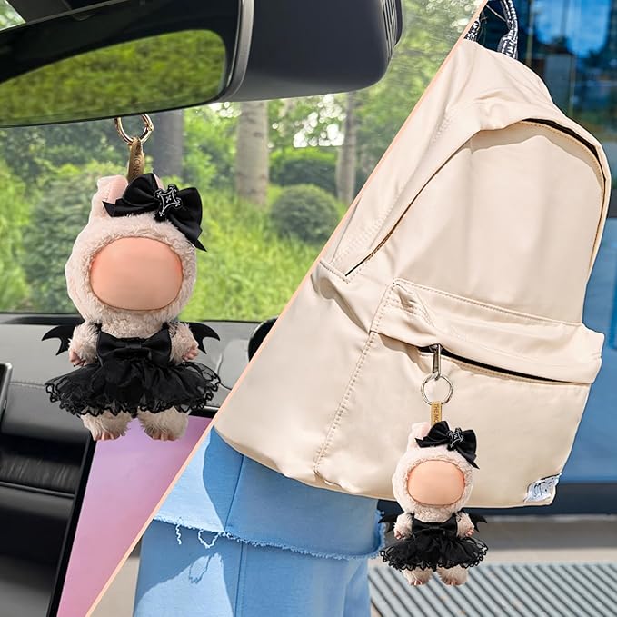 Clothes for labbuu Dolls - Cute Outfit for 6 3/4 Inch (17cm) labbuu Accessories, 2-Piece Doll Clothes Black (Doll Not Included) - Perfect for Collectors and Dress-Up (Halloween Bat Dress Set A)