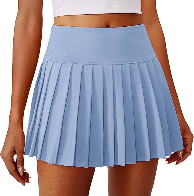 PINSPARK Pleated Tennis Skirts Mini Athletic Golf Skorts with Pocket | 14", High Waist, Lightweight, Quick Dry, Stretchy, Inner Shorts, Sun Protection, Pickleball, Casual, for Women