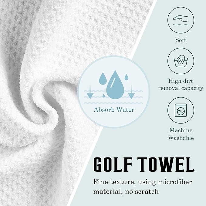 Blue Purple Gnomes Golf Towel with Clip, Spring Hydrangea Flower Leaf Green Plaid Large Microfiber Women Men Sports Work Out Disc Golf Bag Towel for Yoga, Gym, Fitness, Swimming Towels Accessory