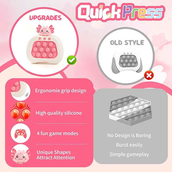 Valentine's Day Axolotl Popular Push Toys, Quick Push Puzzle Handheld Game Fidget Toys, Fun Popular Sensory Toys, Axolo 3-12-year-old Children's Birthday Gifts Valentine's Day Party Filling Gifts