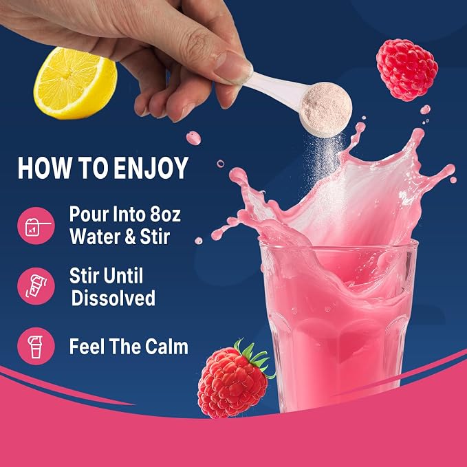 Calm Magnesium Powder, Calm Drink Mix with Magnesium Glycinate, Ashwagandha, Prebiotics, GABA, Vitamin D, L-Theanine, Sugar-Free Calm Support for Sleep, Stress & Relaxation | 20 Servings