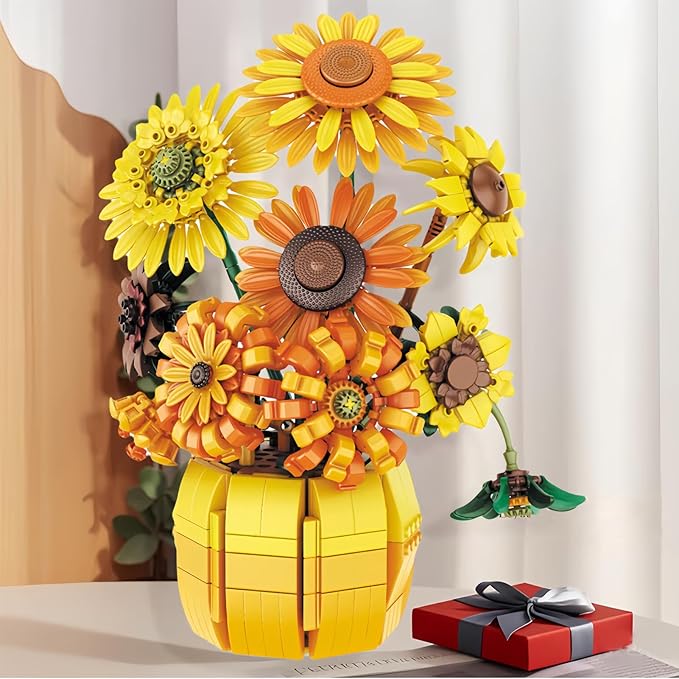 Sunflowers Building Set for Adult, Van Gogh Prints Art Botanical Collection for Woman Girls 14+, Home Decor/Valentine/Christmas, 1009PCS
