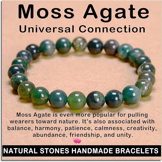 AD Beads Handmade Gemstone Stretch Elastic Bracelet Crystal Healing Reiki Nature's Beauty and Spiritual Essence Unisex
