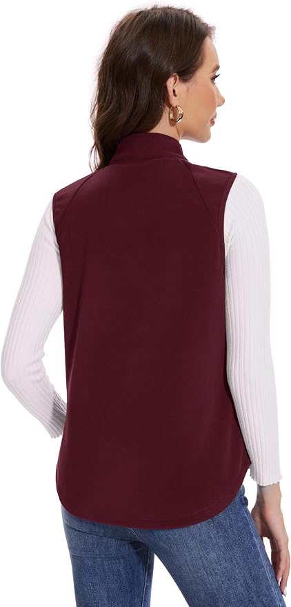 MAGCOMSEN Women's Fleece Vest with Zipper Pockets Zip Up Sleeveless Jackets Lightweight Soft Warm Polar Vest Outerwear