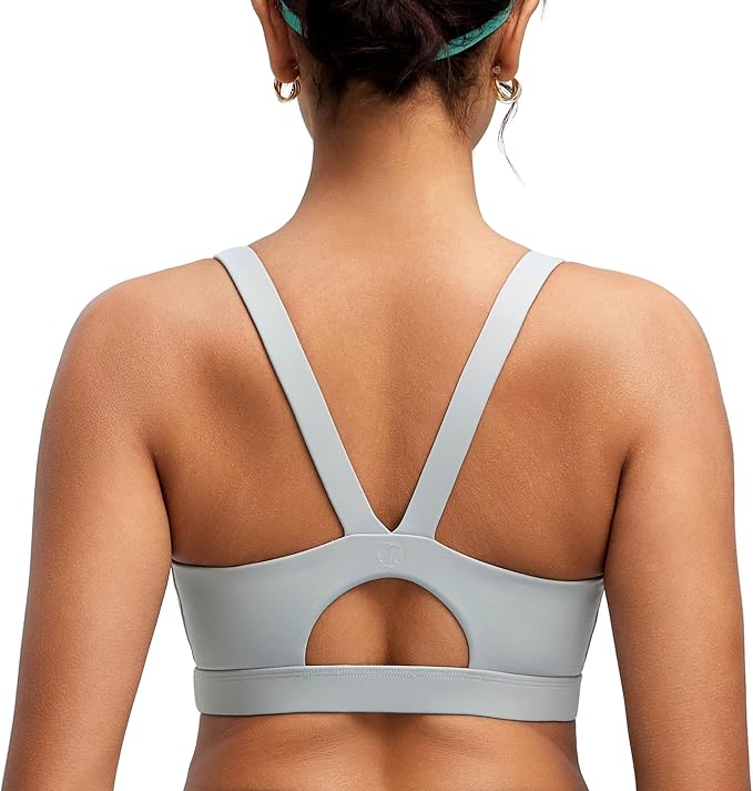 RUNNING GIRL Sports Bras for Women,Light Impact Molded Cup Strap Sports Bra with Sewn in Pads,Best for A-C Cup