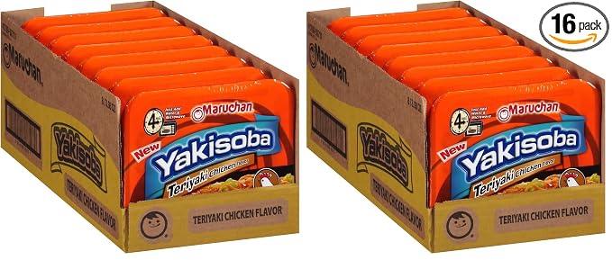 Maruchan Yakisoba Teriyaki Chicken, Japanese Instant Ramen Noodles, 3.98 Oz, 8 Count (Pack of 2)
