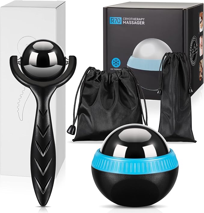 Tatuo Massage Ball Roller Manual Massage Ball for Heat and Ice Therapy Self Massage Tool for Deep Tissue and Sore Muscle Relief of Stiffness and Stress, Body, Neck, Back, Foot, Plantar