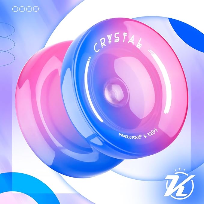 MAGICYOYO K2 Crystal Yoyo for Kids Beginners, Responsive Yoyo with Unresponsive Bearing for Replacement, Plastic Yo-yo Professional with 12 Yo yo Strings, Case Bag, Yo-Yo Accessory Set-Blue Pink