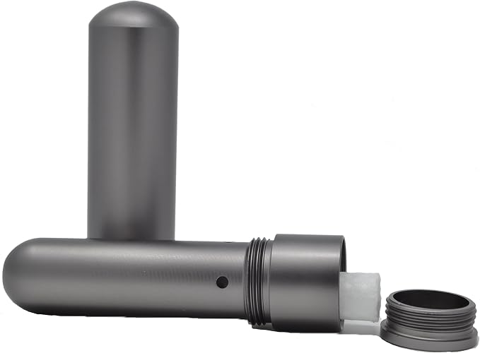 Prime Natural Essential Oil Aluminum Alloy Premium Blank Nasal Inhaler - Refillable Aluminum Empty Metal Inhaler - Space Gray Color - Comes with 5 Cotton Wicks - For Aromatherapy