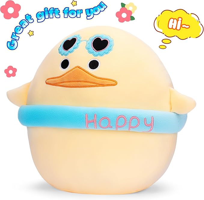 Original 12.5-inch Duck Pillow Plush Stuffed Animal Toy,Big Size Soft Cute Fat Cuddle Huggable Adorable Plushie Toys,Gift for Children Girls