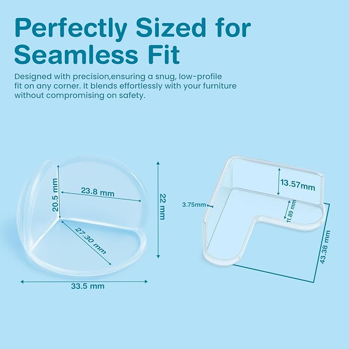 20 Pcs L & Ball Shape Corner Protector Combo Pack for Baby Proofing – 10 L-Shape (4cm) & 10 Ball Cushions (3cm) Clear Edge Safety Bumpers for Sharp Table Corners & Furniture