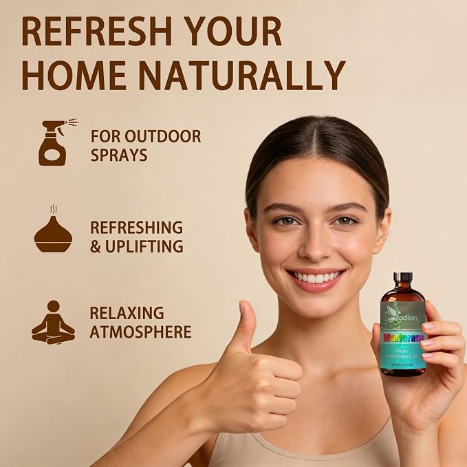 Marjoram Essential Oil, Marjoram Oil for Diffuser, 4 Fl Oz(120ml) | Candle Making, Soap Making, aroma, Strong Scent, Pure, Natural, Home Fragrance, Massage