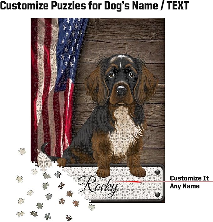 Custom Wooden Jigsaw Puzzles with Your Dog's Name on Small Munsterlander Art Print - 300 500 1000PCS Puzzles Game and Home Wall Decor