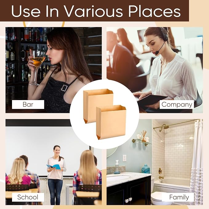 Paterr 500 Pcs Feminine Hygiene Bag Waxed Kraft Hygiene Liner Bags for Feminine Products 8'' x 8.5" Sanitary Napkin Disposal Bags Waste Receptacle Liners Restroom Bathroom Personal Dispensers