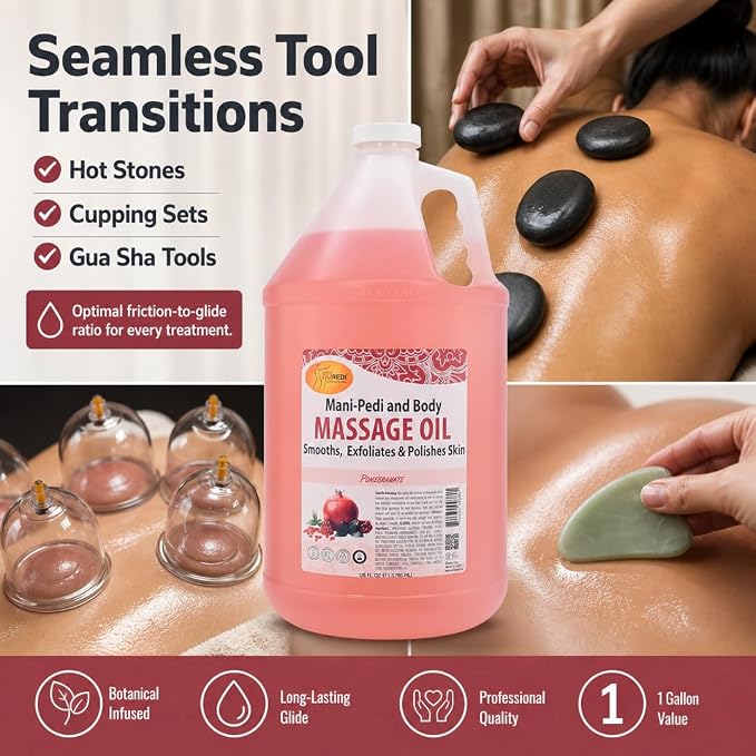 SPA REDI Professional Bulk Massage Oil – Hybrid Glide Formula with Argan Oil & 10-Botanical Complex | For Licensed Massage Therapists & Spa Use | Extended Deep Tissue Sessions | Made in USA | 1 Gallon