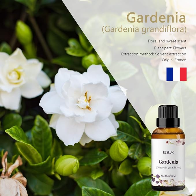 Essential Oil, ESSLUX Aromatherapy Essential Oils for Diffuser, Massage, Soap, Candle Making, Home Fragrance, 30 ml (Gardenia)