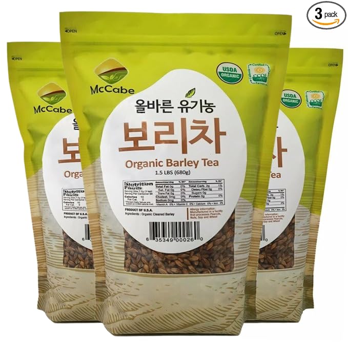 McCabe Organic Barley Tea - Rich with Fiber & Minerals | USDA and CCOF Certified Organic Tea | Product of USA | 1.5 lbs (Pack of 3)