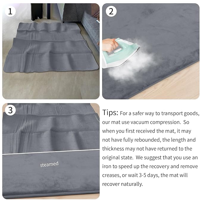 Extra Large 79"×158" Baby Play Mat for Floor,1.3" Thick Elasti Foam Playroom Mat for Toddler,Infant,Kids,Ultra Soft Velvet Classroom Rug,Non Slip Backing Safe for Crawling&Tummy Time（Dark Grey）