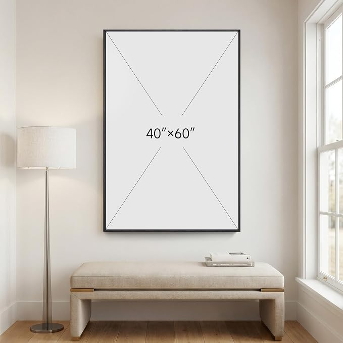 Extra Large Framed Neutral Abstract Wall Art for Living Room, 40x60 In Oversized Modern Gray and Beige Canvas Prints Paintings, Big Vertical Minimalist Pictures for Hallway Dining Bedroom Wall Decor