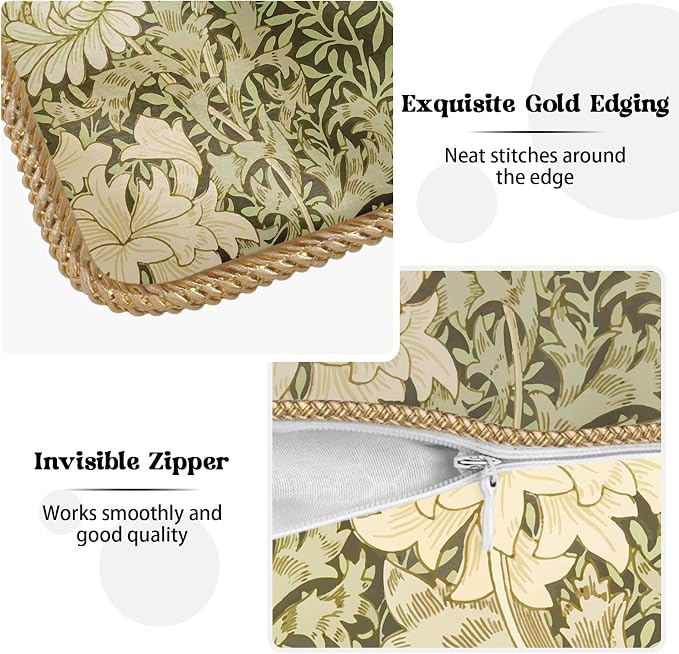 KSLIDS Vintage Green Flowers Soft Velvet Throw Pillow Covers Set of 2 Floral Plant Leaves Decorative Pillow Covers 18x18 Inch Chinoiserie Retro Pillow Case for Sofa Couch Bedroom Farmhouse Home Decor