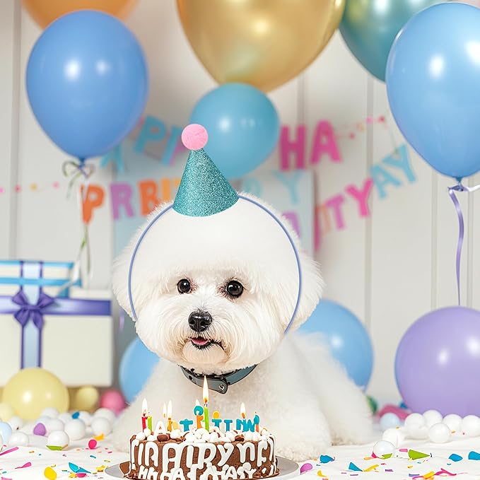 12 Pack Mini Party Hats for Stuffed Animals, Gittter Sequin Mini Hats for Plush Toy Dolls Dog Cat Puppies Birthday Party Decorations - No Assembly Required