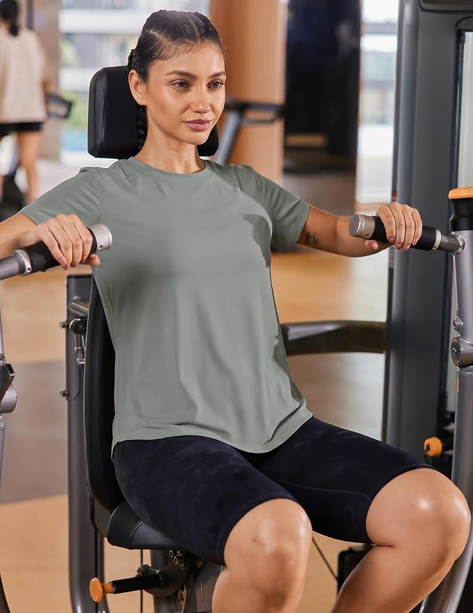 PINSPARK Soft Workout Tops for Women UPF 50+ Sun Protection Shirt Quick Dry Athletic Running Hiking Travel Basic Tee Shirts