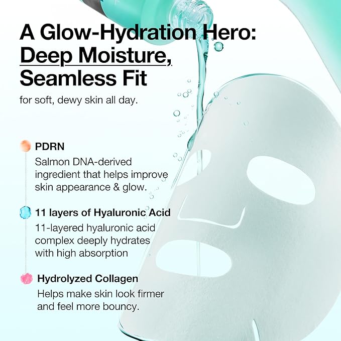 ANUA PDRN Hyaluronic Acid Capsule 100 Serum Mask, everyday glow korean sheet mask with Salmon PDRN, Hyaluronic acid, Collagen, Self home care facial mask for glass skin, Korean skin care (10EA)