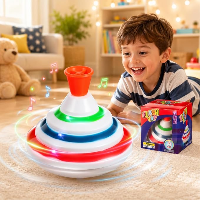 STOBOK Spinning Top Toy with LED and Music Peg-top Hand Spinner Gyro Toy Gift for Kids