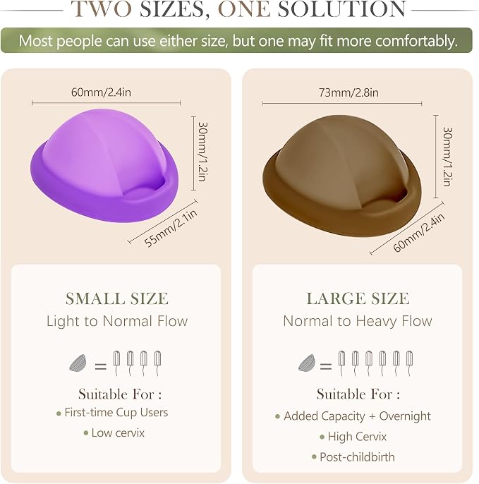 YTYOMUR Reusable Menstrual Disc - Soft & Comfortable, Leakproof Menstrual Cup Alternative - Set of 2 (Large & Small Sizes)