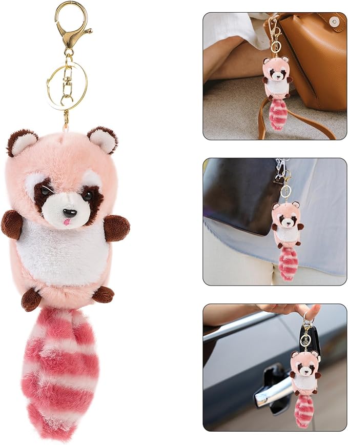 Raccoon Keychains Plush Stuffed Keychain Cute Soft Plush Raccoon Keychain Animal Pendant Toy Jewelry for Bag Purse